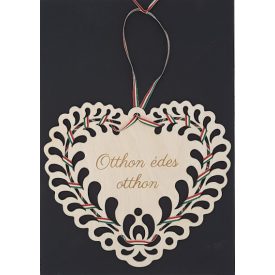 Matyó mintás szív szalaggal (20 cm)